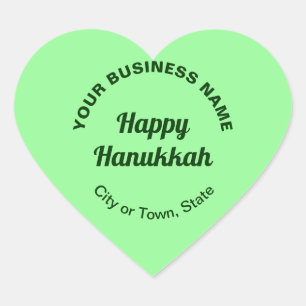 Pegatina En Forma De Corazón Business Hanukkah saludo sobre verde claro