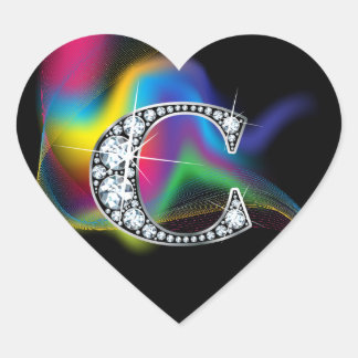 Pegatina En Forma De Corazón "C" Sonido de diamantes en Pegatina cardíaco de re