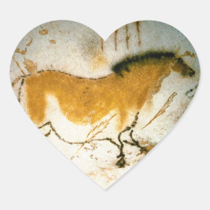 Pegatina En Forma De Corazón Caballo chino, pinturas de cavernas prehistóricas 