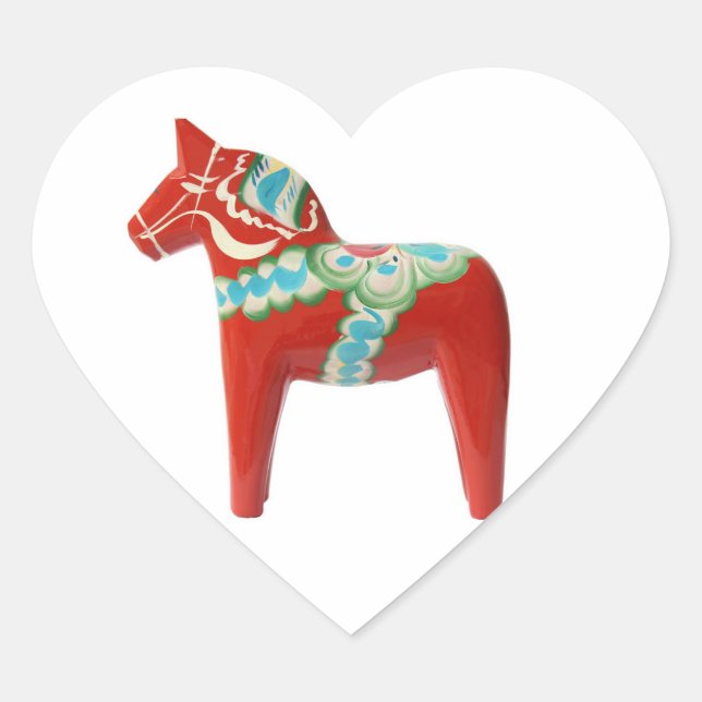 Pegatina En Forma De Corazón Caballo de dala sueco rojo (Anverso)