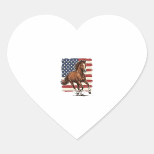 Pegatina En Forma De Corazón Caballo Patriótico Diseño Vectorial Western Vintag