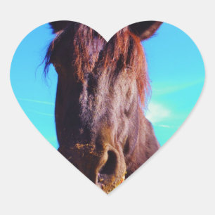 Pegatina En Forma De Corazón Caballo púrpura con boca verde