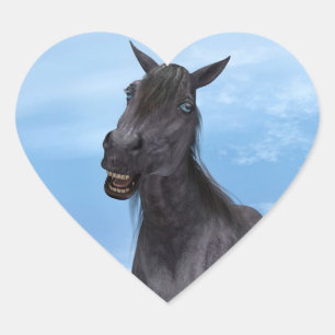 Pegatina En Forma De Corazón Caballo sonriente