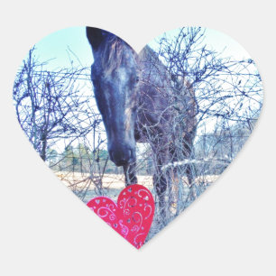 Pegatina En Forma De Corazón Caballo y corazón