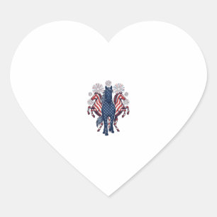 Pegatina En Forma De Corazón Caballos Patrióticos Diseño Vectorial de Fuegos Ar