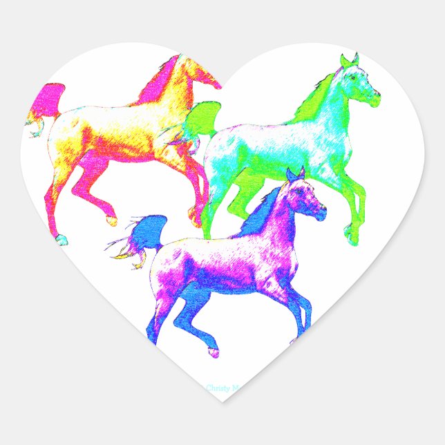 Pegatina En Forma De Corazón Caballos salvajes (Anverso)