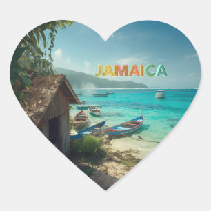 Pegatina En Forma De Corazón cabaña de pesca jamaica