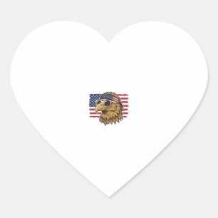 Pegatina En Forma De Corazón Cabeza de Águila Patriótica Grabado Vintage Gráfic