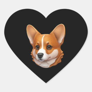 Pegatina En Forma De Corazón Cabeza de lindo corgi