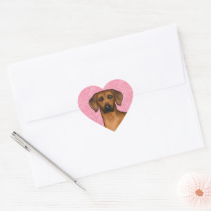 Pegatina En Forma De Corazón Cabeza de perro Ridgeback de Rodesia sobre corazon