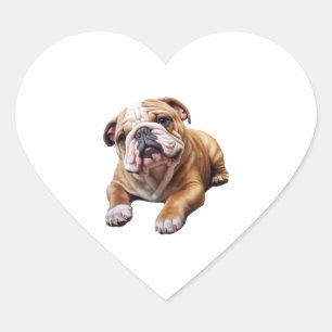 Pegatina En Forma De Corazón Cachorro de Bulldog inglés suave - Cachorro dorado
