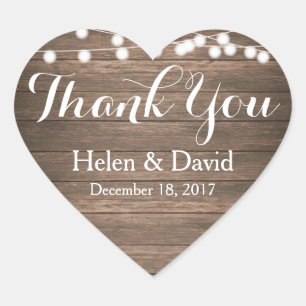 Pegatina En Forma De Corazón Cadenas ligeras Gracias Pegatinas De Boda Favor