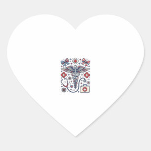 Pegatina En Forma De Corazón Caduceo Médico Vintage Patriótico Vector De Enferm