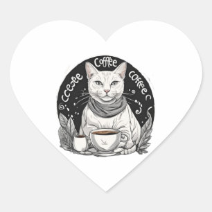 Pegatina En Forma De Corazón Café Cat 3