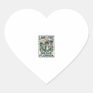 Pegatina En Forma De Corazón Caimán de Florida Patriótico 4 de Julio