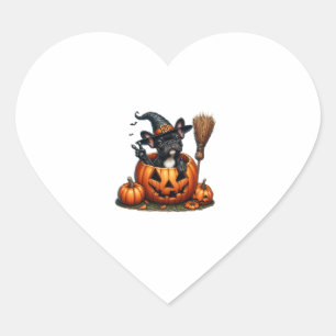 Pegatina En Forma De Corazón Calabaza de calabaza de Bulldog francés Halloween 