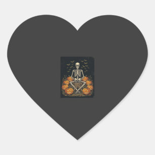 Pegatina En Forma De Corazón Calabaza De Esqueleto De Halloween Diseño Retro Vi