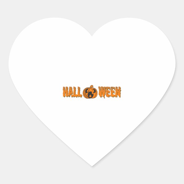 Pegatina En Forma De Corazón Calabaza de Halloween (Anverso)