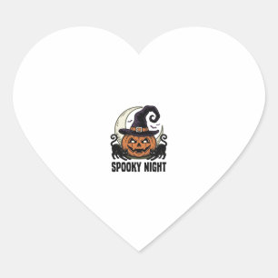 Pegatina En Forma De Corazón Calabaza de Halloween Gato Bruja Sombrero Camiseta