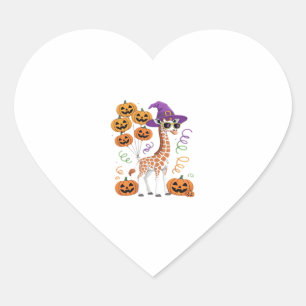 Pegatina En Forma De Corazón Calabaza de Halloween Jirafa Linda Animal del Zool