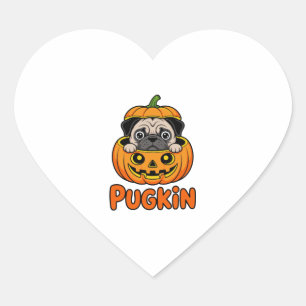 Pegatina En Forma De Corazón Calabaza de Halloween, Perro de la Pumpkin