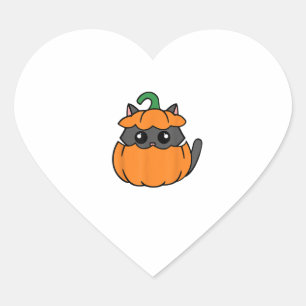 Pegatina En Forma De Corazón Calabaza de Naranja de gato lindo - Hallo de octub