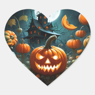 Pegatina En Forma De Corazón Calabaza malvada