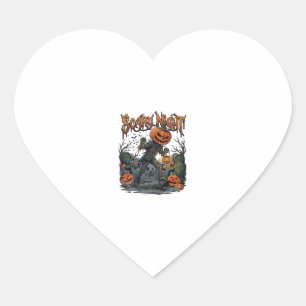 Pegatina En Forma De Corazón Calabaza Monstruosa de Linterna de Cementerio de N