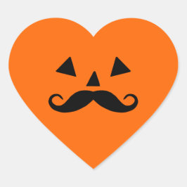 Pegatina En Forma De Corazón Calabaza Mustache Halloween