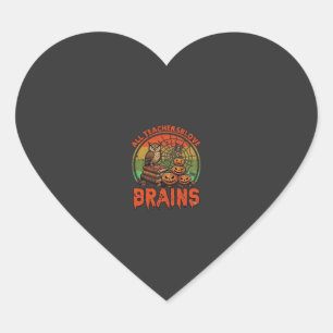 Pegatina En Forma De Corazón Calabazas De Halloween De Búhos Cerebros Aman Todo