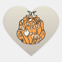 Pegatina En Forma De Corazón Calabazas Retro Espeluznantes y Golosinas de Hallo