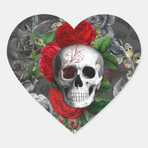 Pegatina En Forma De Corazón Calavera