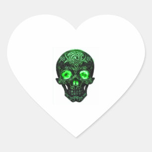 Pegatina En Forma De Corazón Calavera de carrera celta