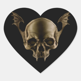 Pegatina En Forma De Corazón Calavera de vampiro