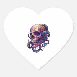 Pegatina En Forma De Corazón Calavera desde las profundidades