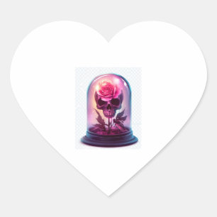 Pegatina En Forma De Corazón Calavera en vidrio Rosa