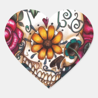 Pegatina En Forma De Corazón Calavera humana