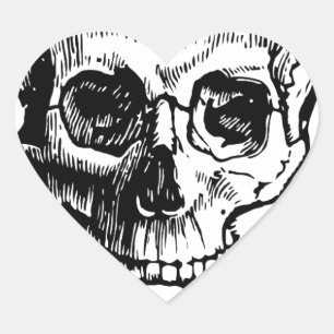 Pegatina En Forma De Corazón Calavera y huesos