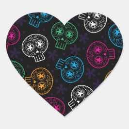 Pegatina En Forma De Corazón Calaverita Muerta Día de las Calaveritas Azucarera