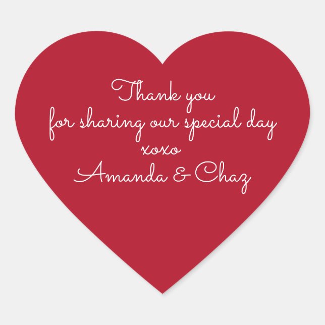 Pegatina En Forma De Corazón Calcomanías de agradecimiento (Anverso)