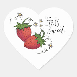 Pegatina En Forma De Corazón Calcomanías de fresa dulce de la vida (hoja de 20)