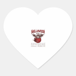Pegatina En Forma De Corazón Caldero Alado de Murciélago de Halloween Bruja Vol