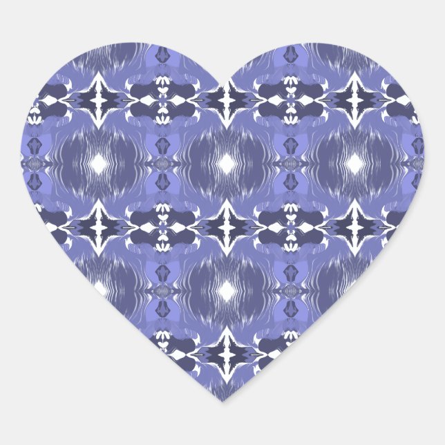 Pegatina En Forma De Corazón Calidoscopio Índigo de Medianoche  (Anverso)