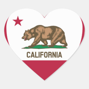 Pegatina En Forma De Corazón California Love - Corazón de la bandera de Califor