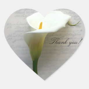 Pegatina En Forma De Corazón Calla lily con la vieja letra gracias