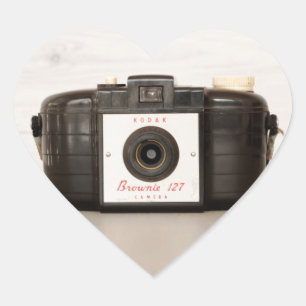 Pegatina En Forma De Corazón Cámara del brownie 127 del vintage