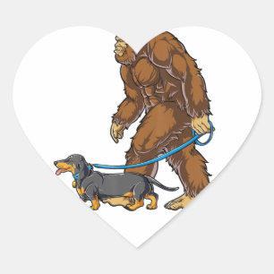 Pegatina En Forma De Corazón Caminata de Perro a Pie Grande Dachshund T Sasquat