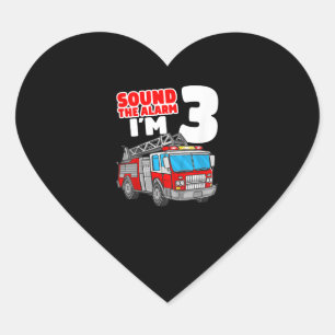 Pegatina En Forma De Corazón Camión de bomberos de 3 años de edad tercer cumple