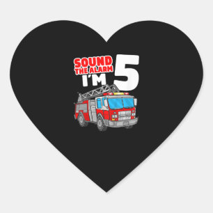 Pegatina En Forma De Corazón Camión de bomberos de 5 años
