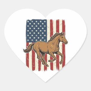 Pegatina En Forma De Corazón Camisa de diseño de bandera patriótica de caballo